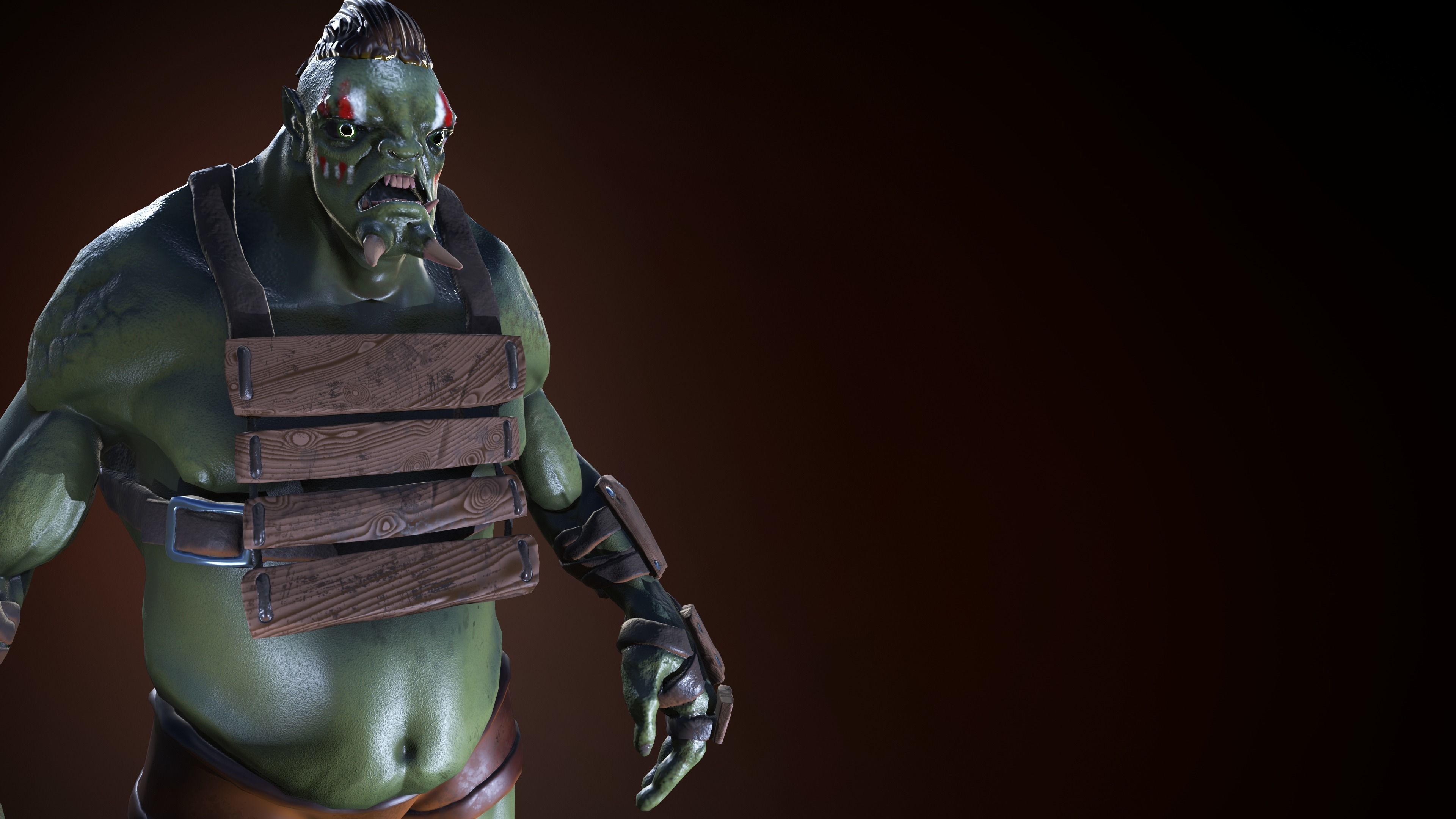 Angry orc Low-poly 3D model_1