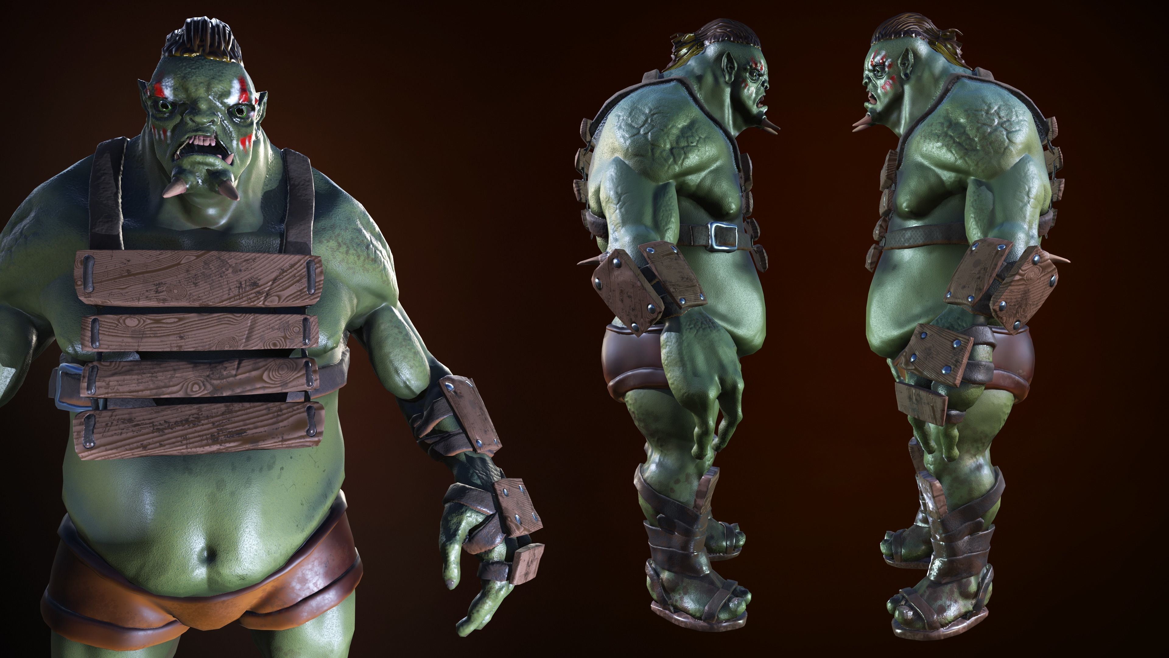 Angry orc Low-poly 3D model_3