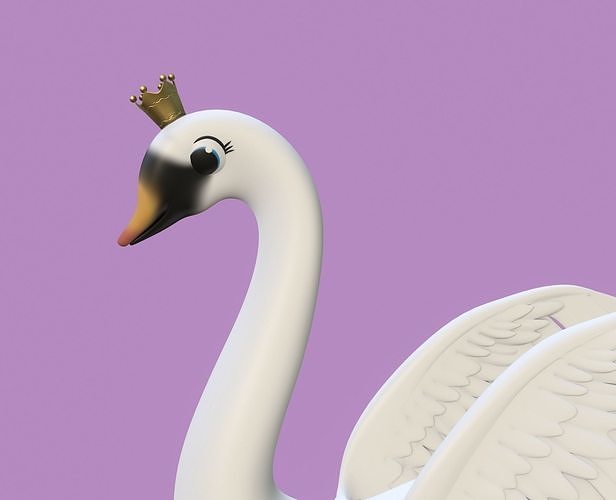 Stylized Toon Swan rigged 3D model