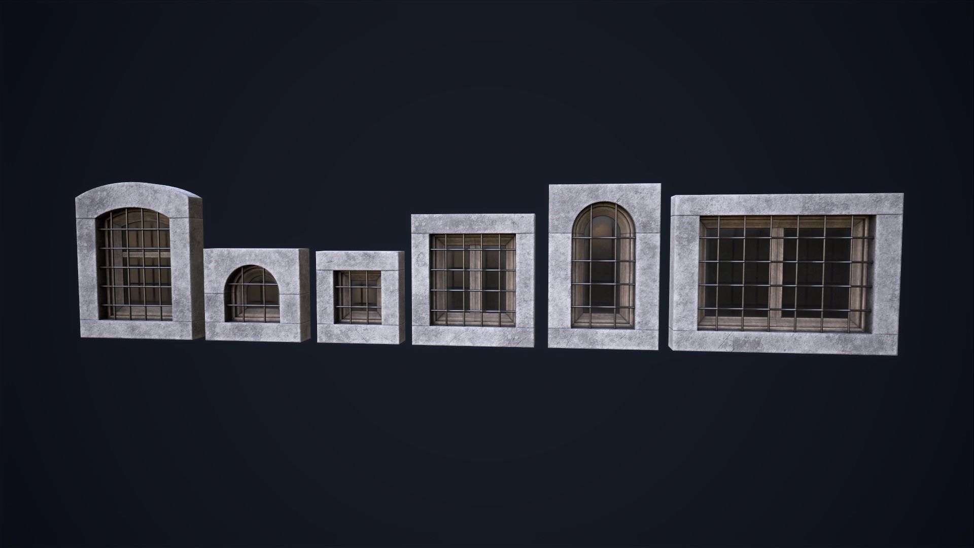 3D model Set of windows with bars VR / AR / low-poly | CGTrader