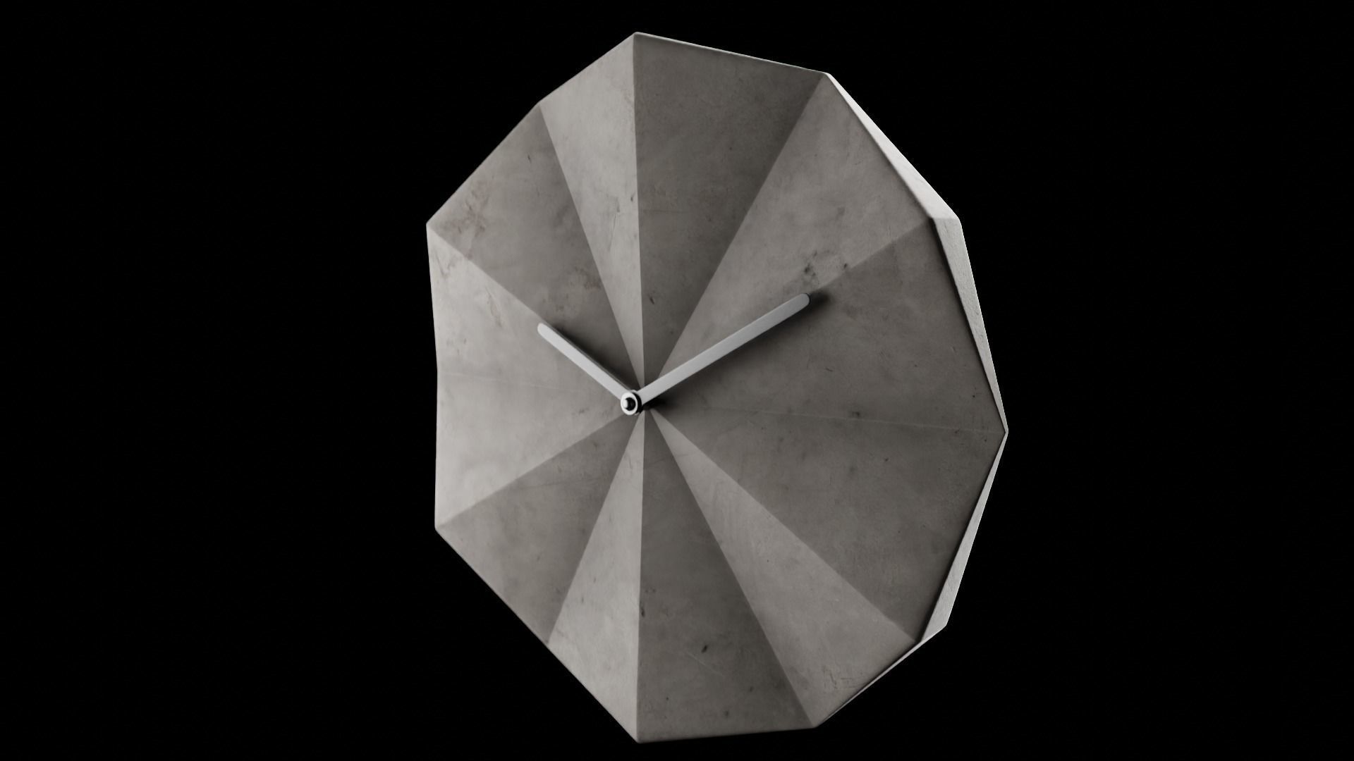 Minimalist Concrete Wall Clock Low-poly 3D model_2