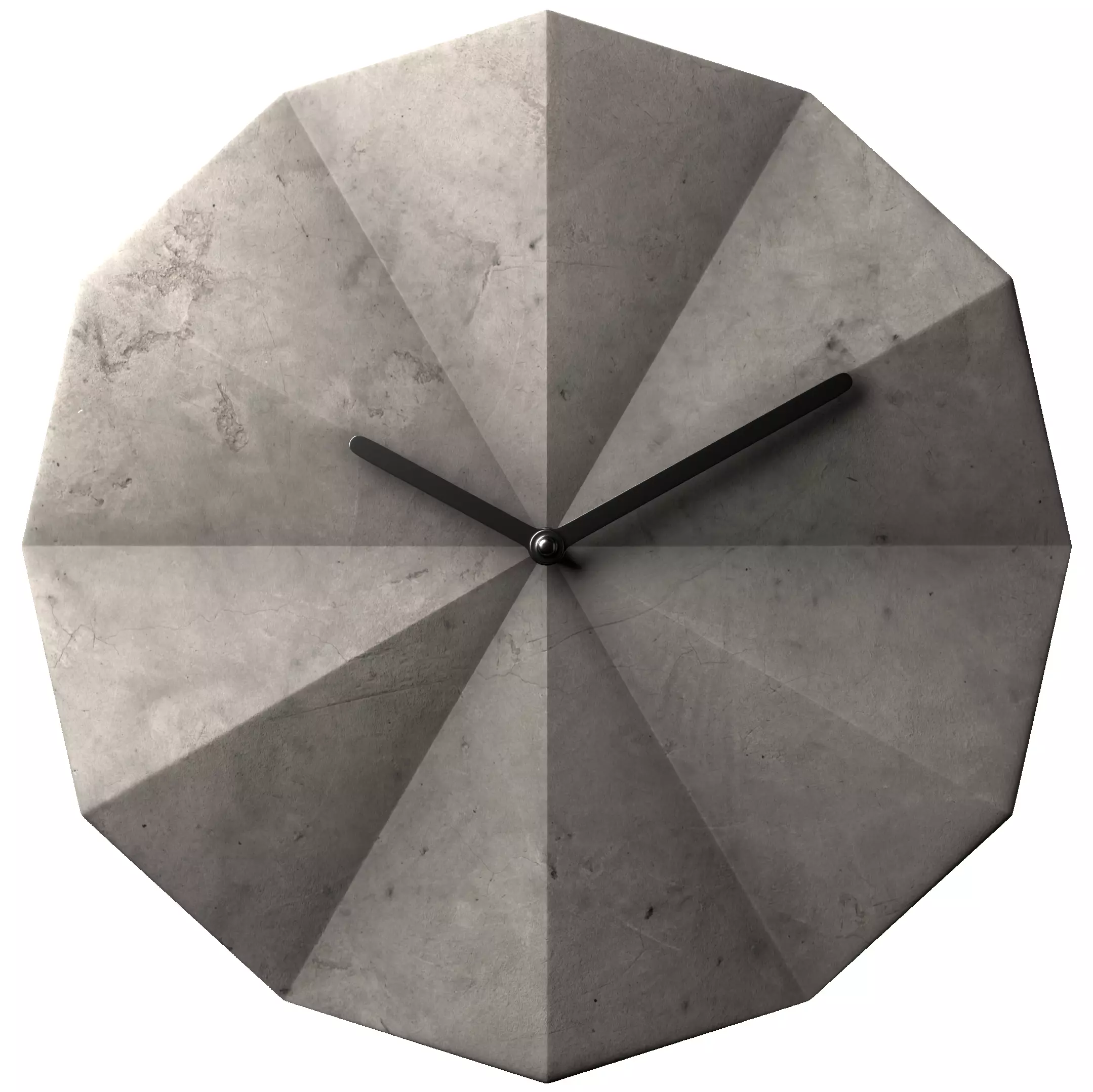 Minimalist Concrete Wall Clock Low-poly 3D model_0