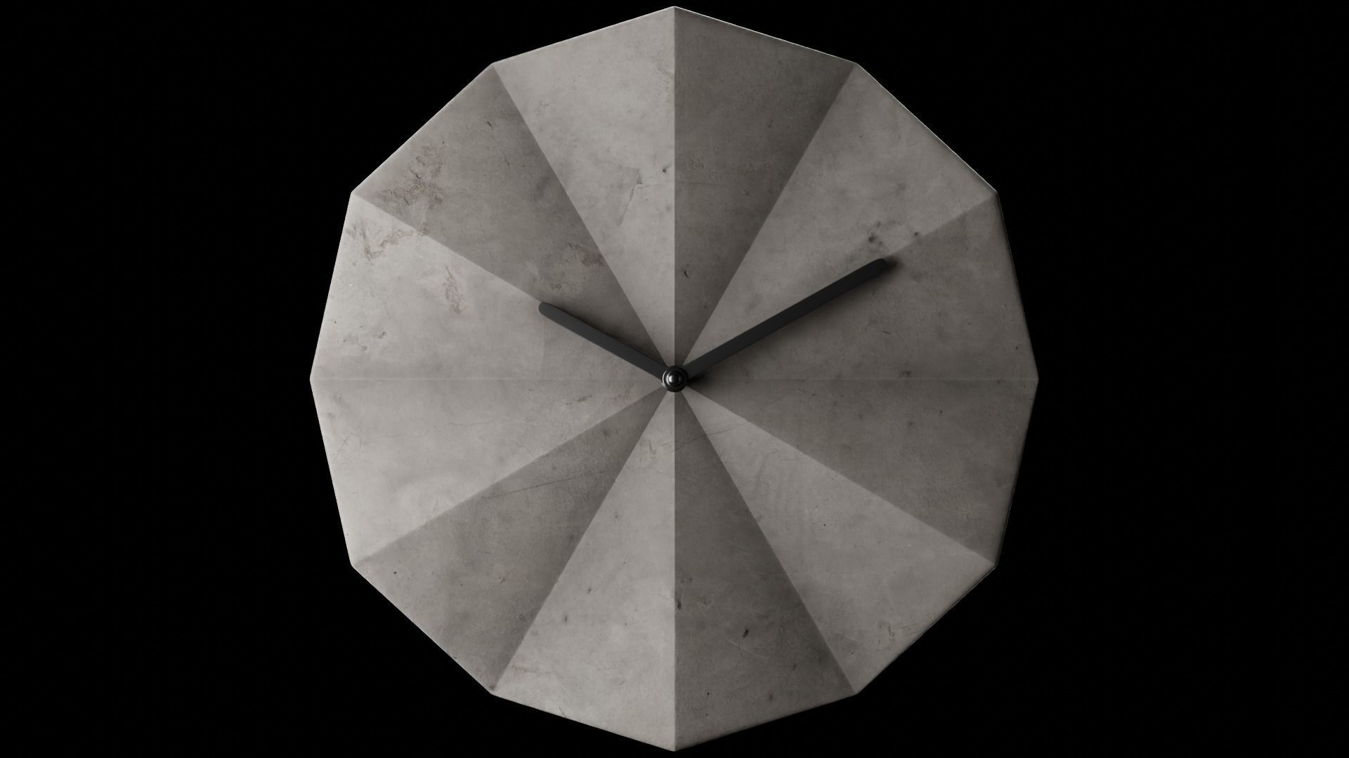 Minimalist Concrete Wall Clock Low-poly 3D model_5