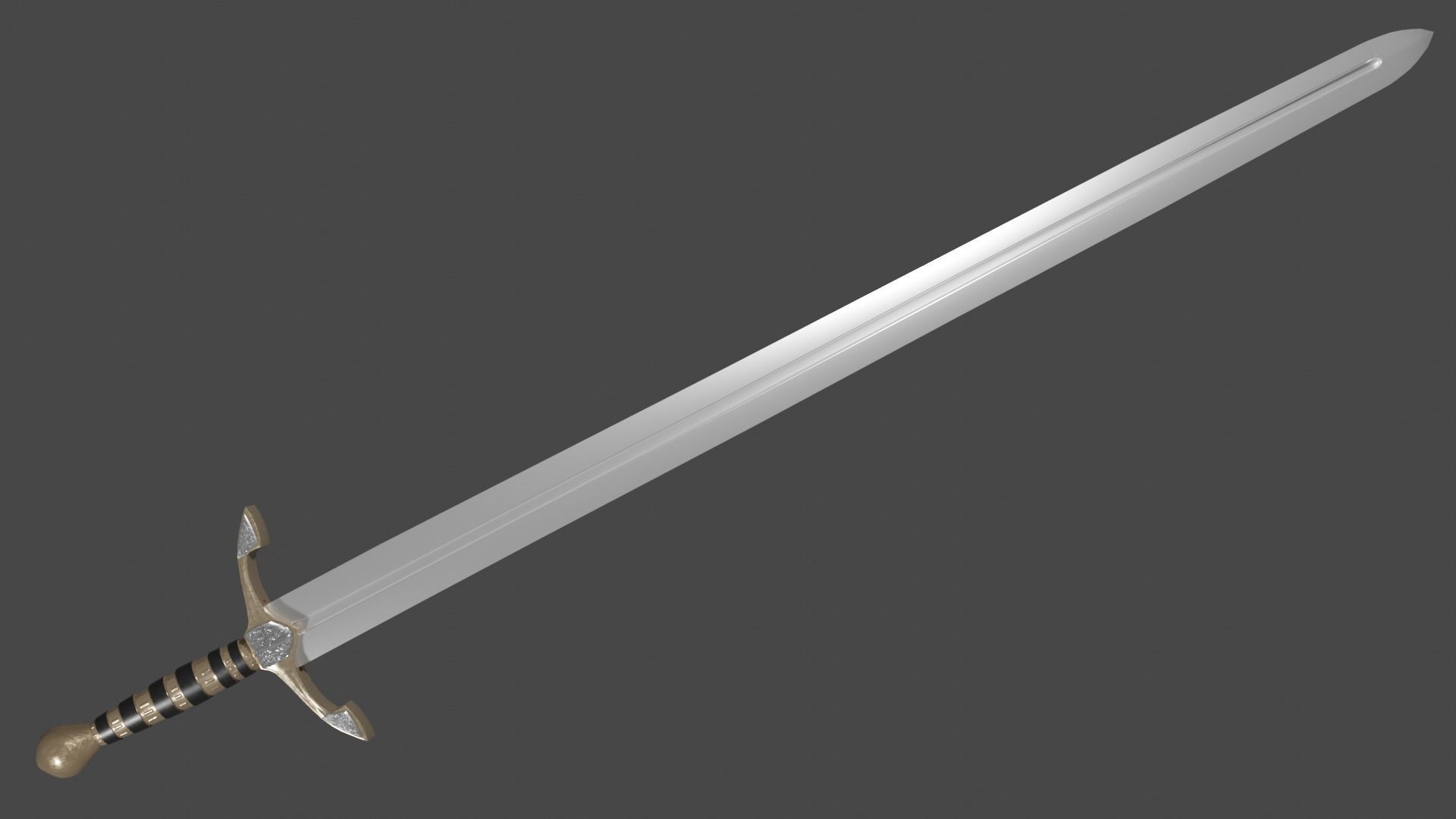 Caroling sword with Excalibur handle Low-poly 3D model_4