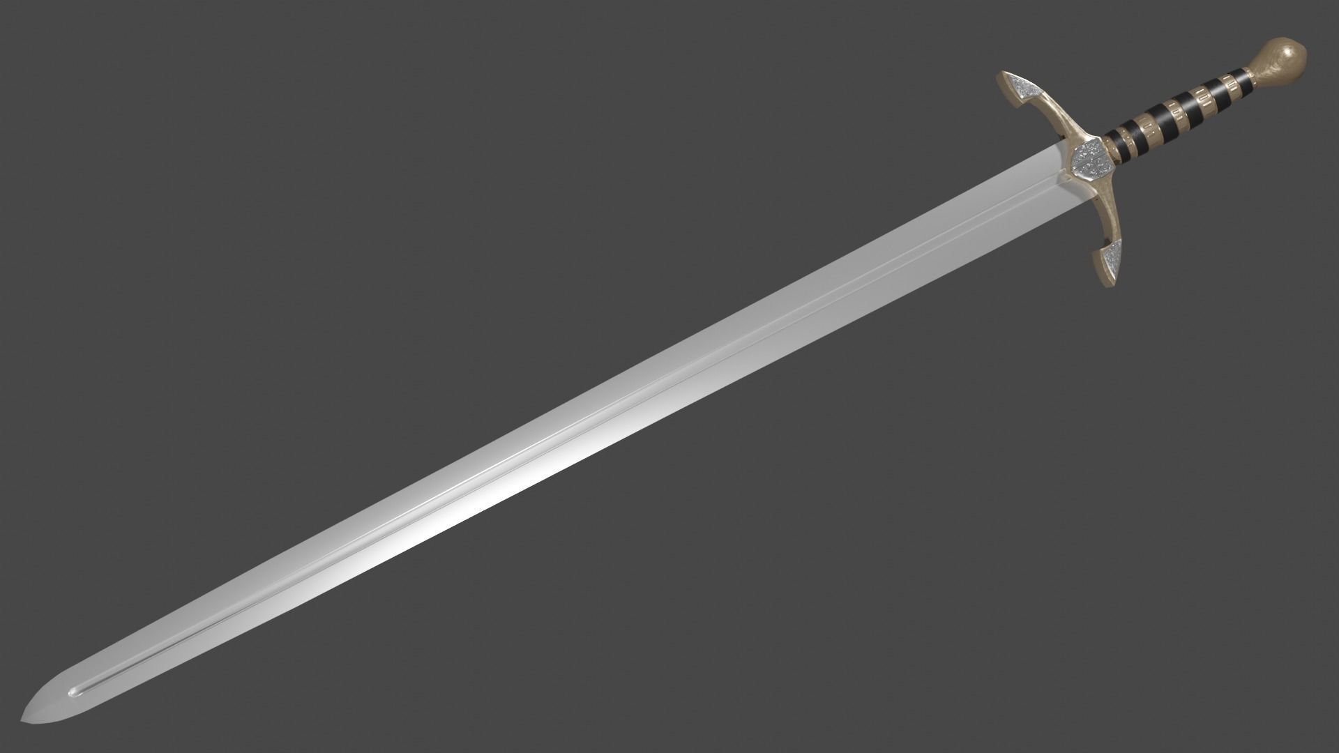 Caroling sword with Excalibur handle Low-poly 3D model_2