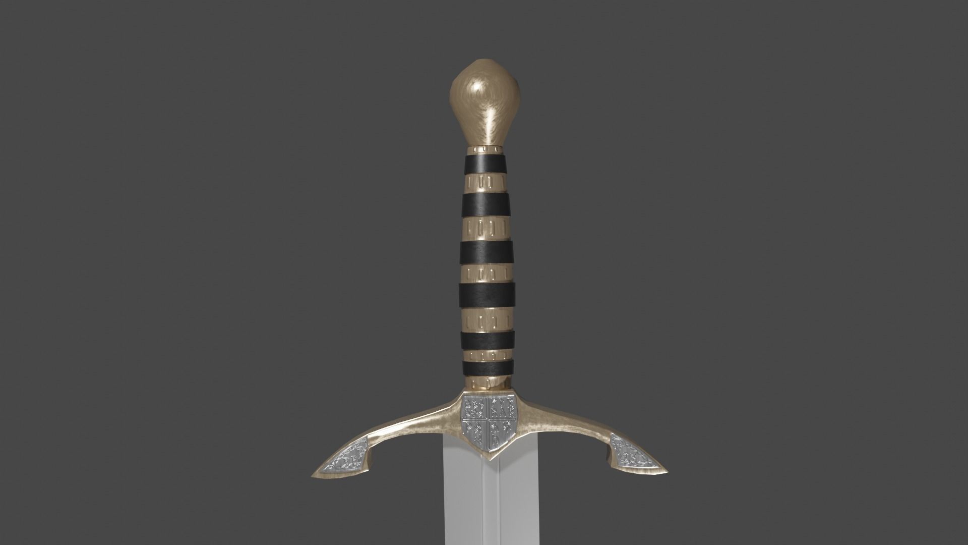 Caroling sword with Excalibur handle Low-poly 3D model_9