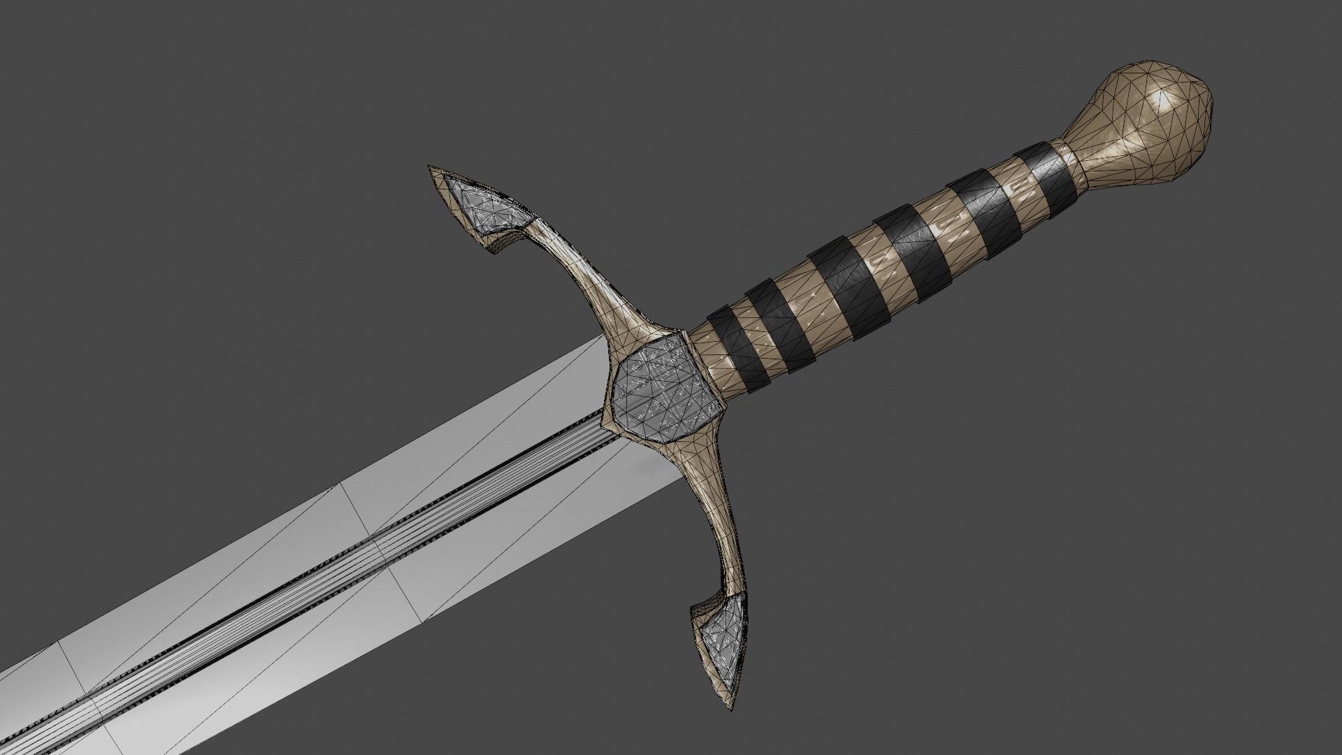 Caroling sword with Excalibur handle Low-poly 3D model_14