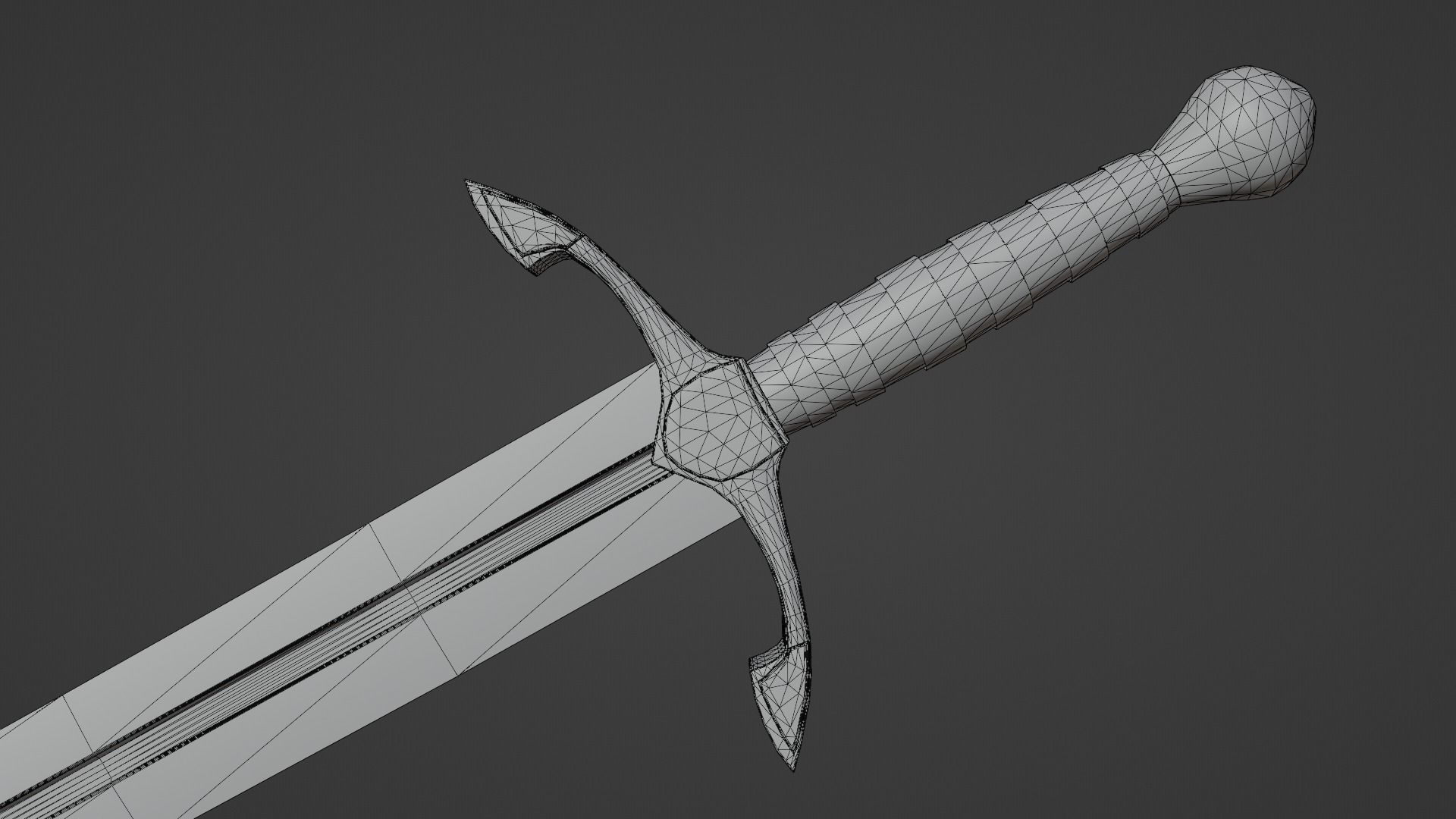 Caroling sword with Excalibur handle Low-poly 3D model_15