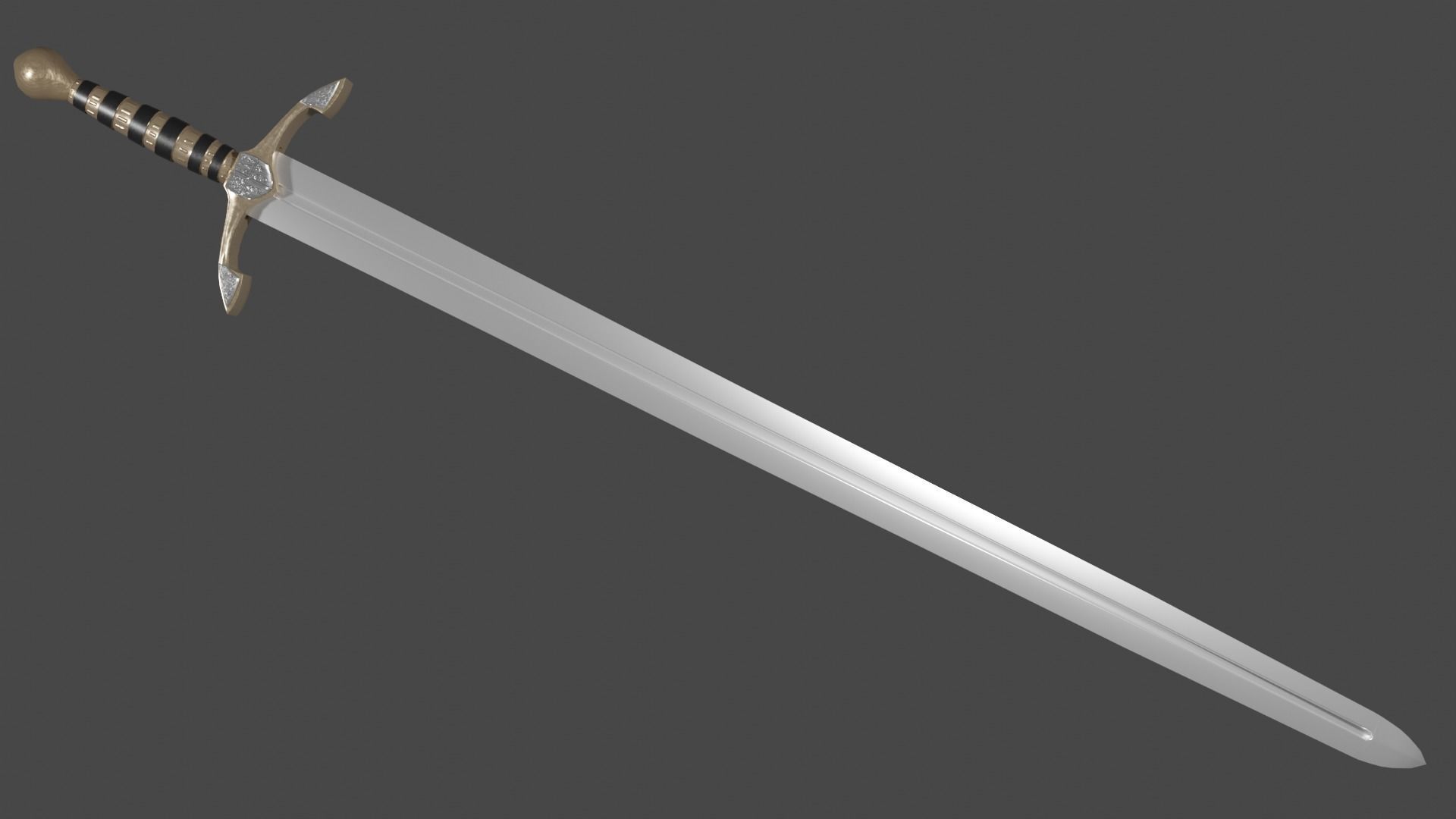 Caroling sword with Excalibur handle Low-poly 3D model_1