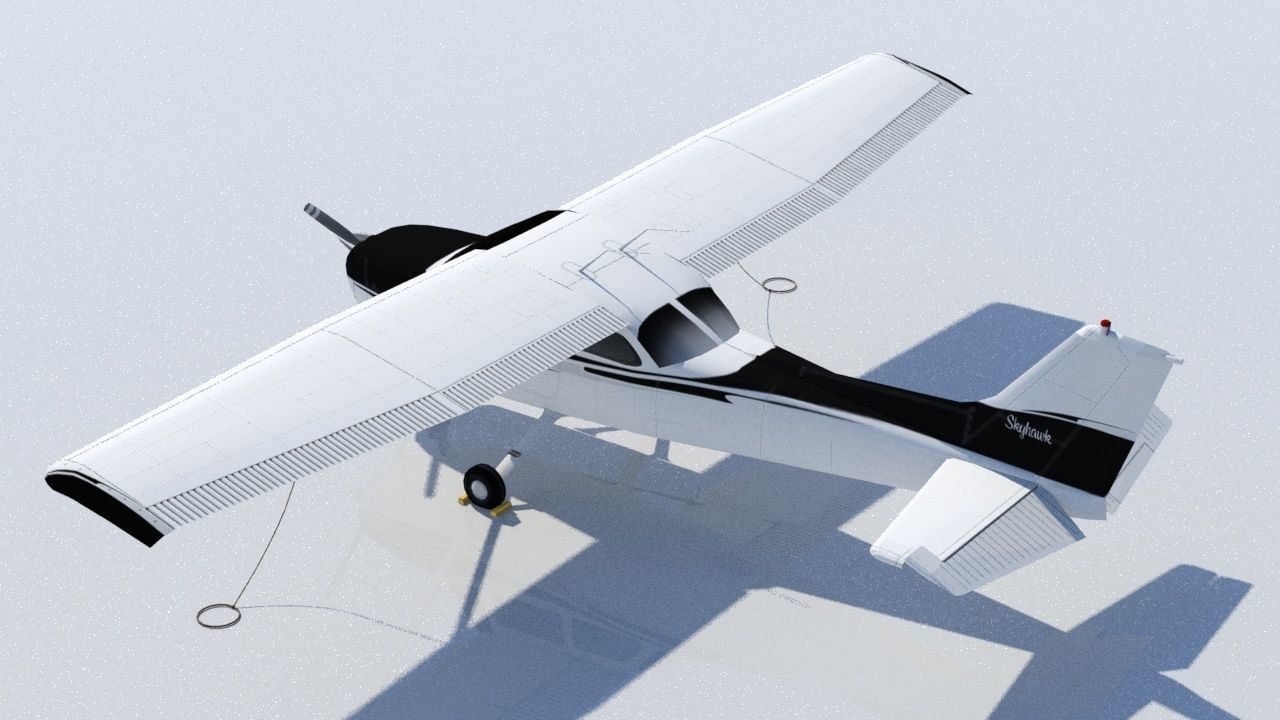 Cessna Skyhawk C172 Static Low Poly   Low-poly 3D model_1