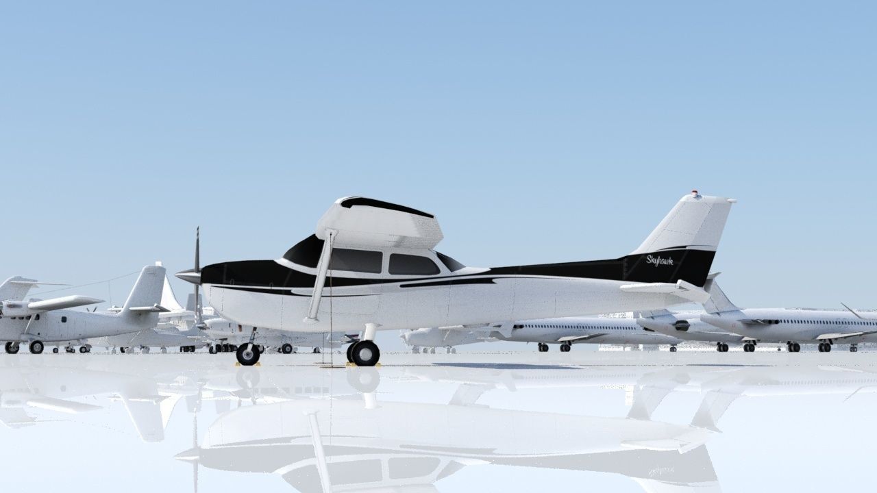 Cessna Skyhawk C172 Static Low Poly   Low-poly 3D model_4
