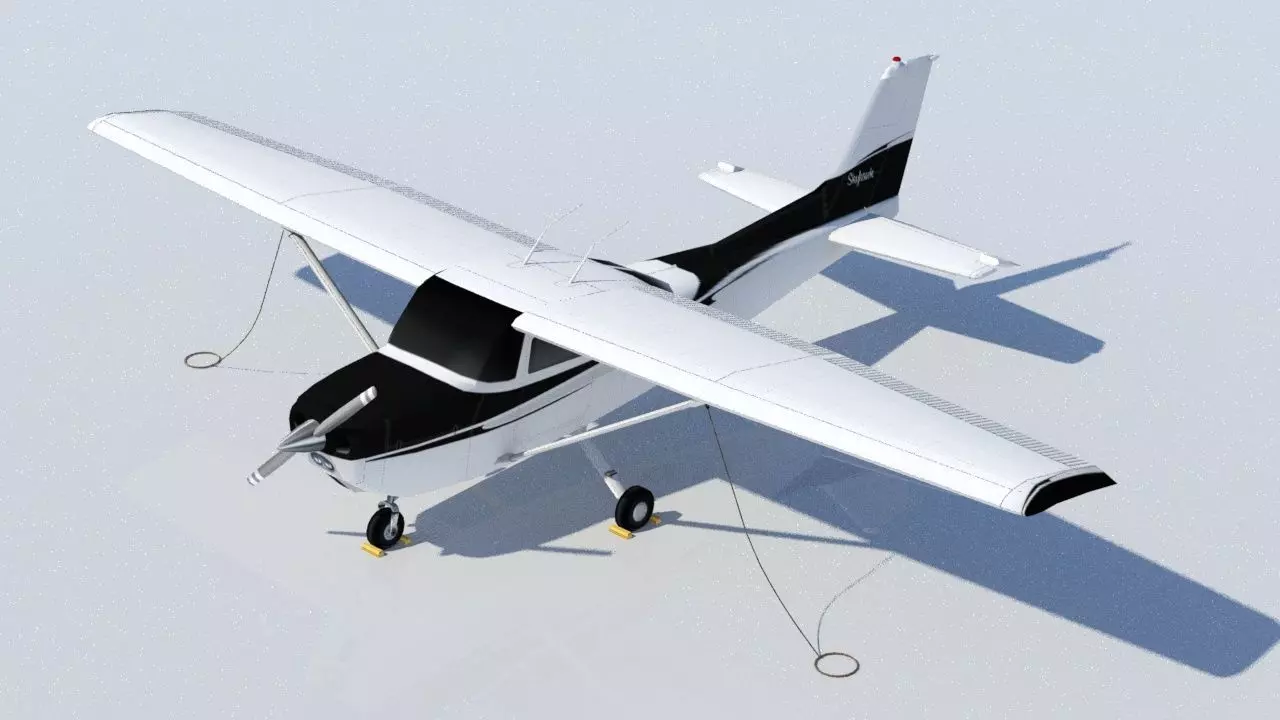 Cessna Skyhawk C172 Static Low Poly   Low-poly 3D model_0