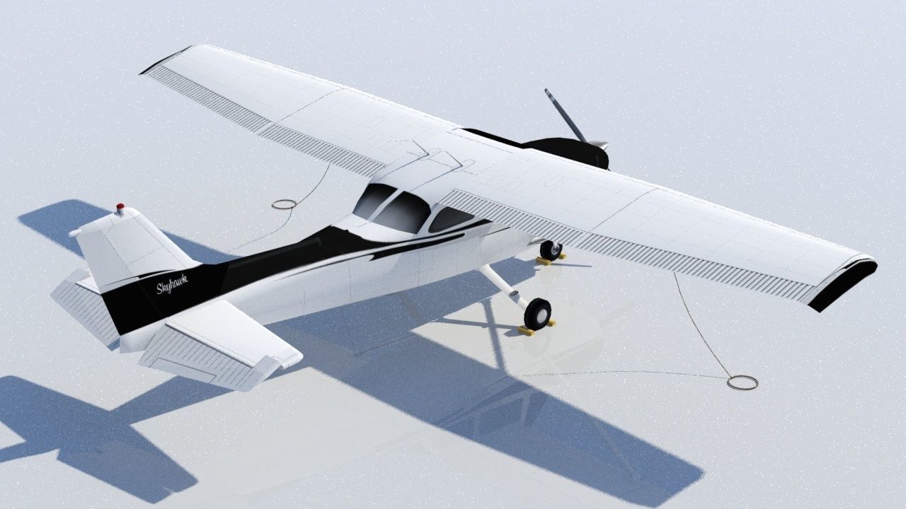Cessna Skyhawk C172 Static Low Poly   Low-poly 3D model_2