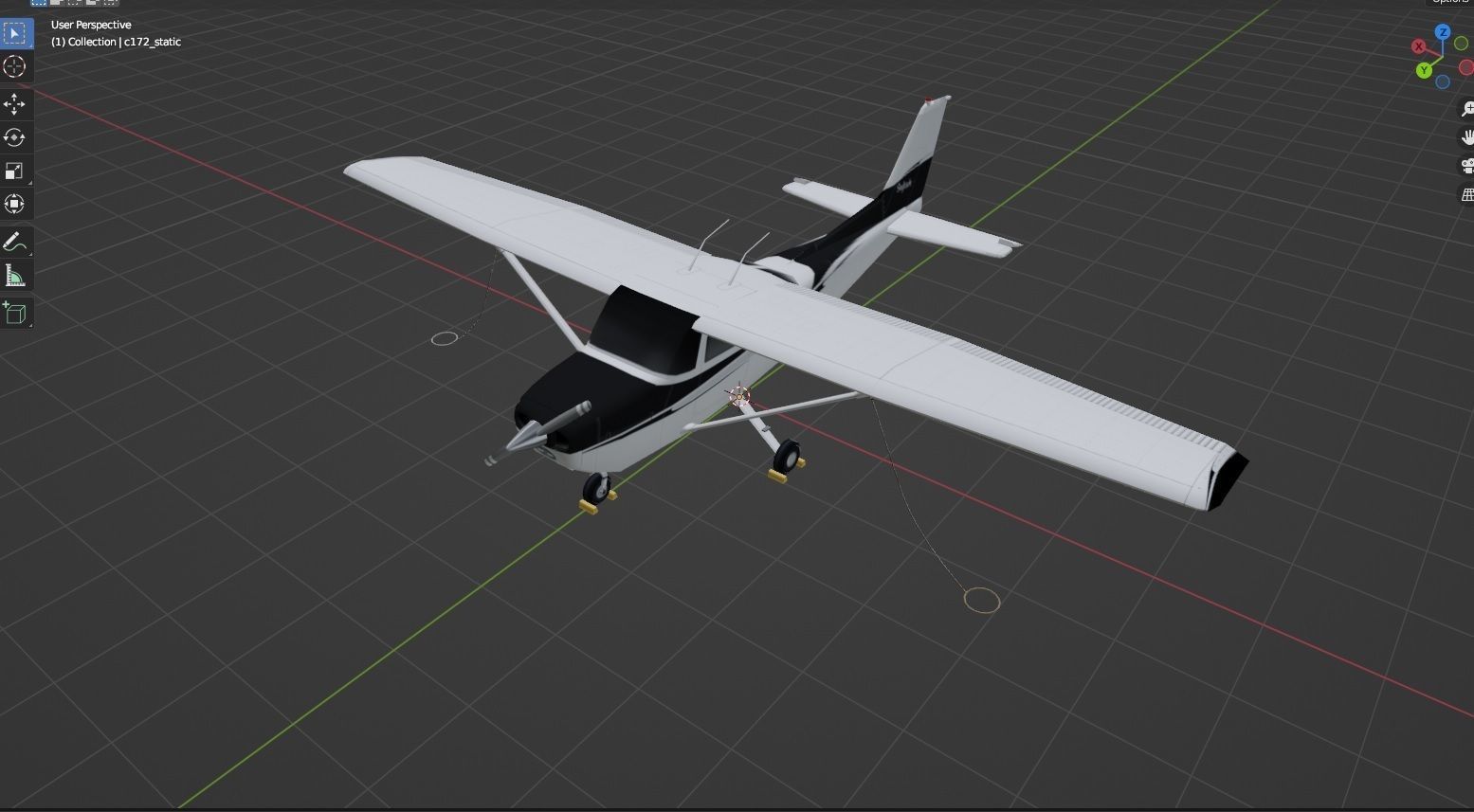 Cessna Skyhawk C172 Static Low Poly   Low-poly 3D model_5