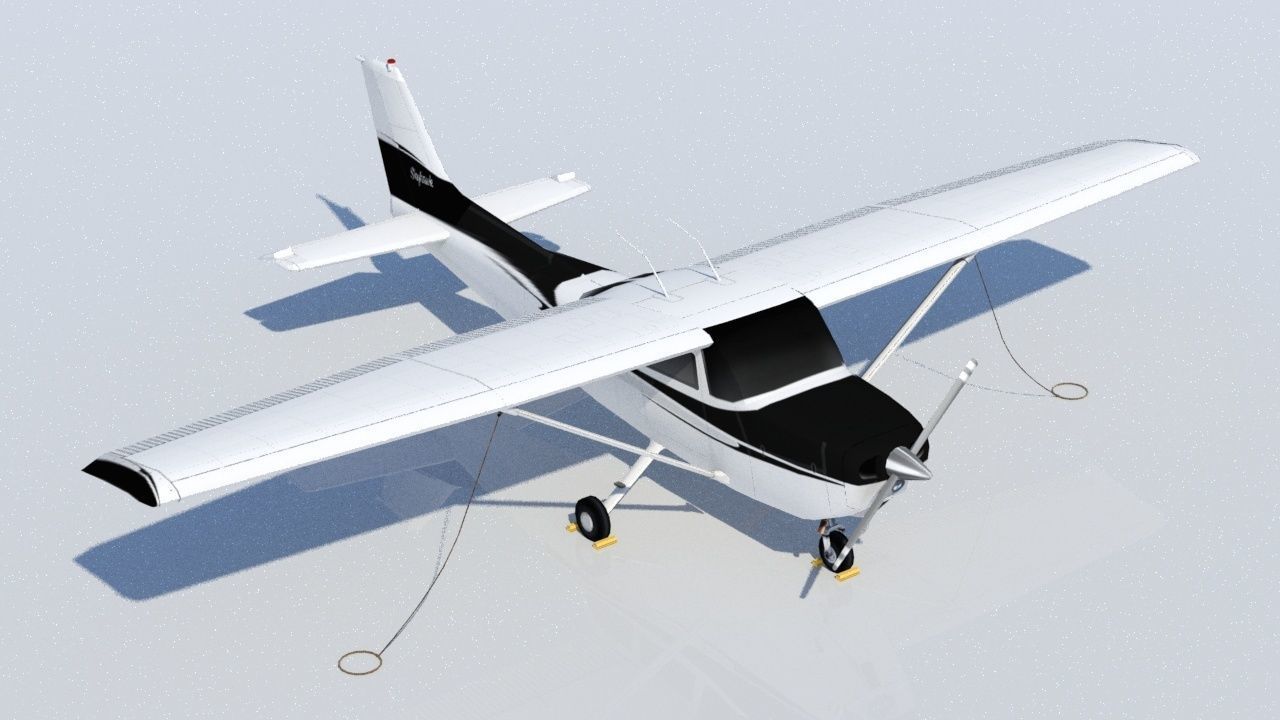 Cessna Skyhawk C172 Static Low Poly   Low-poly 3D model_3