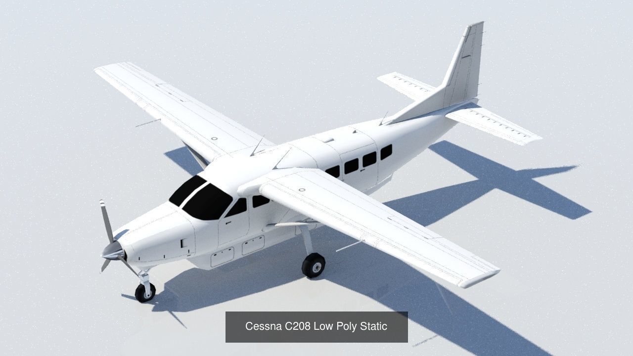 General Aviation static aircraft airport 5 pack low poly blank 3D Model Collection_5