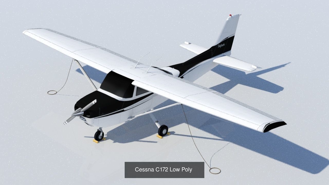 General Aviation static aircraft airport 5 pack low poly blank 3D Model Collection_7