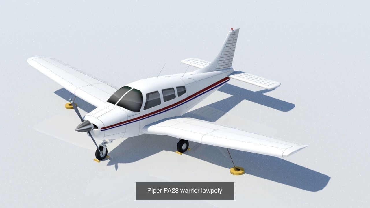 General Aviation static aircraft airport 5 pack low poly blank 3D Model Collection_6