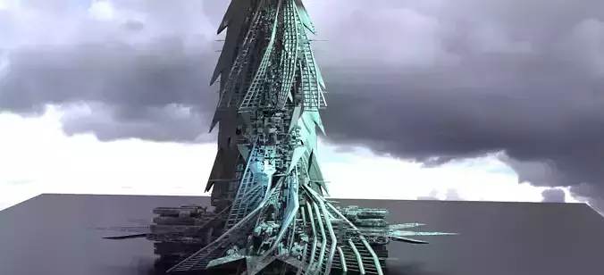 Sci Fi Tree Spine Tower 3D model