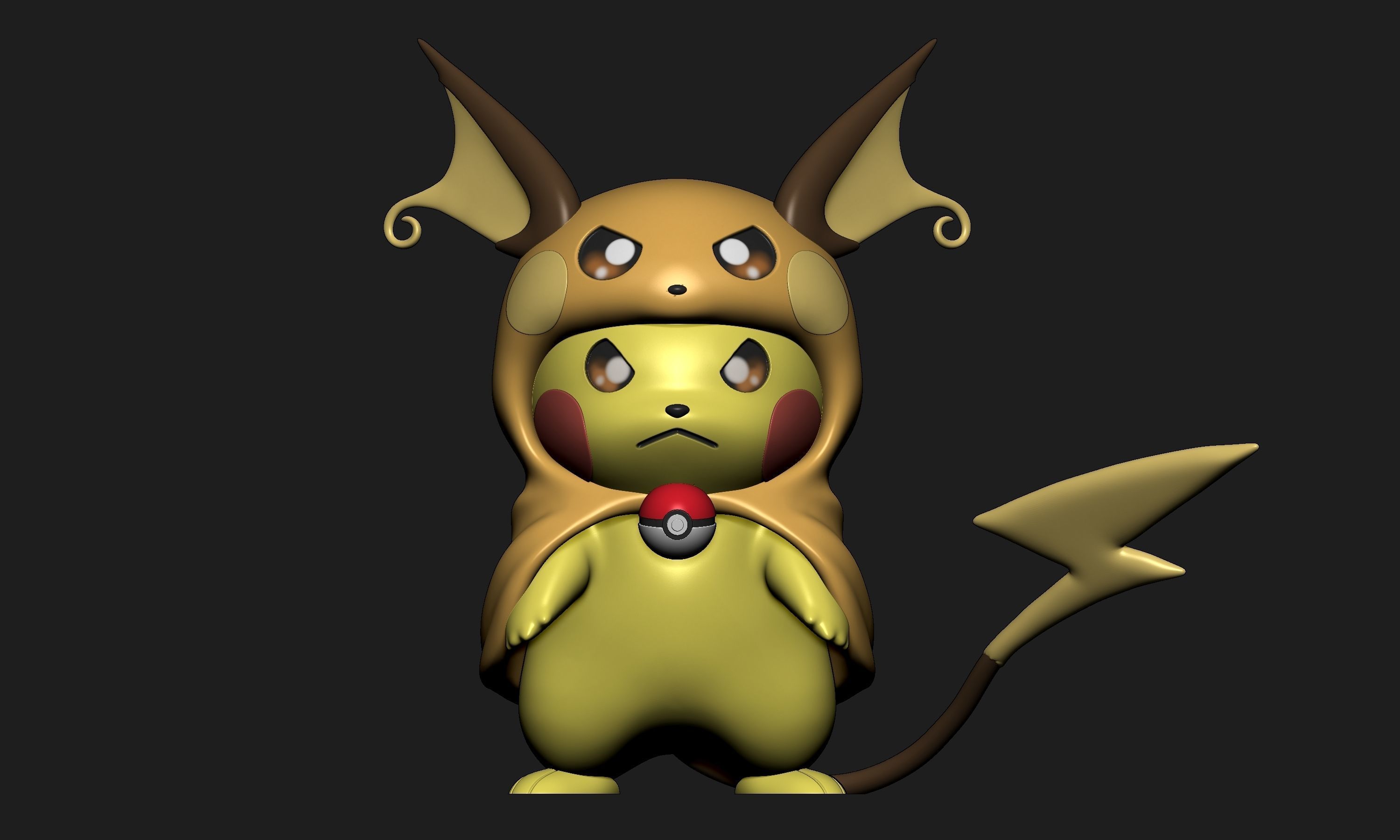 Pokemon - Pikachu Raichu Cosplay 3D print model_1
