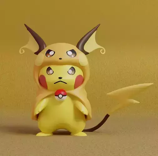 Pokemon - Pikachu Raichu Cosplay 3D print model