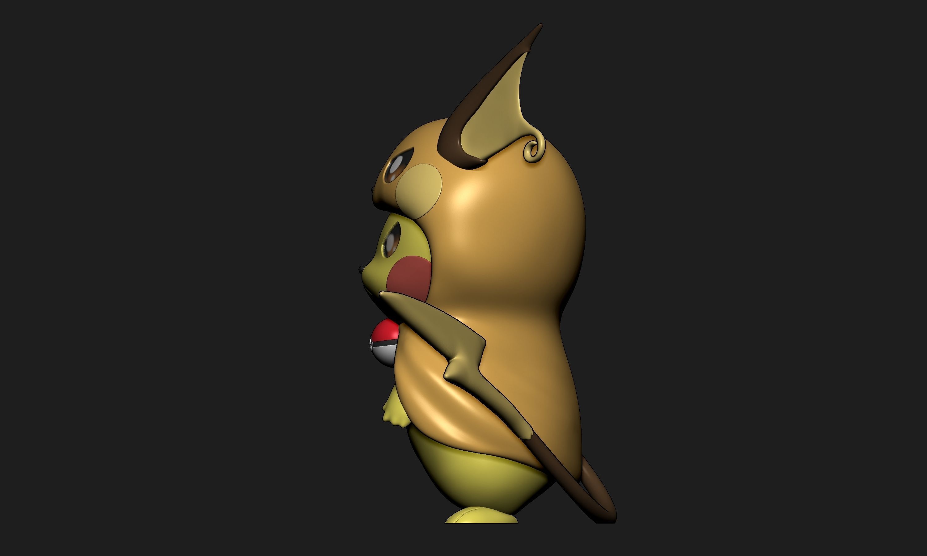Pokemon - Pikachu Raichu Cosplay 3D print model_4