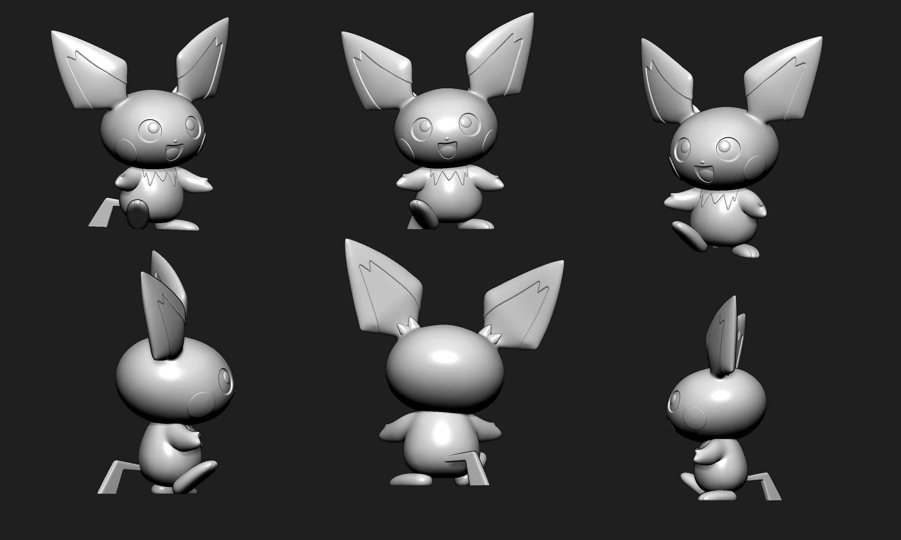 Pokemon - Pichu with 2 poses 3D print model_8
