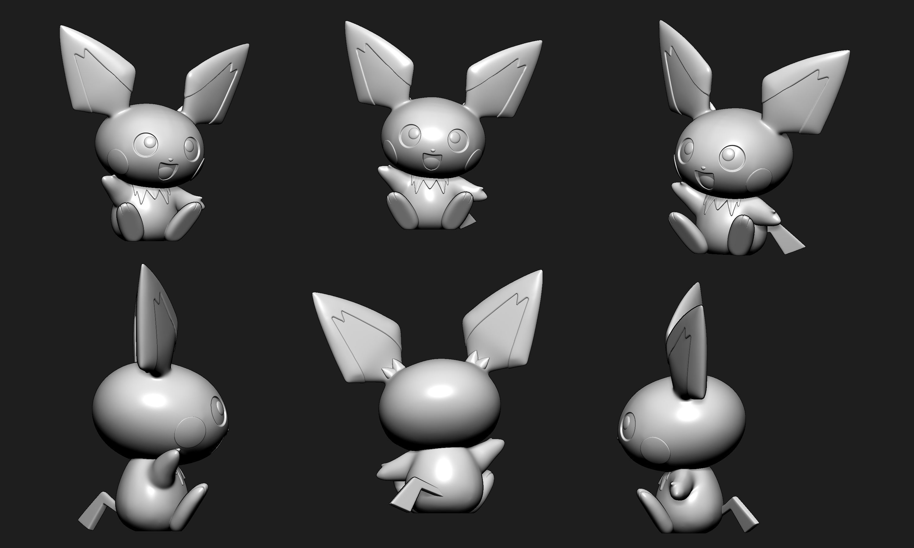 Pokemon - Pichu with 2 poses 3D print model_4