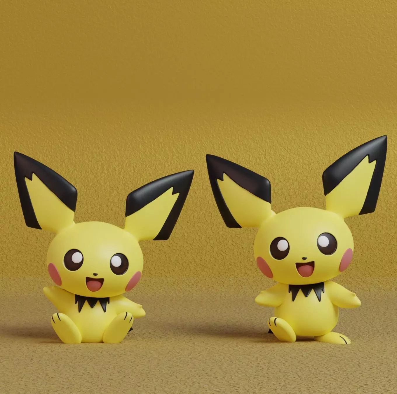 Pokemon - Pichu with 2 poses 3D print model_0
