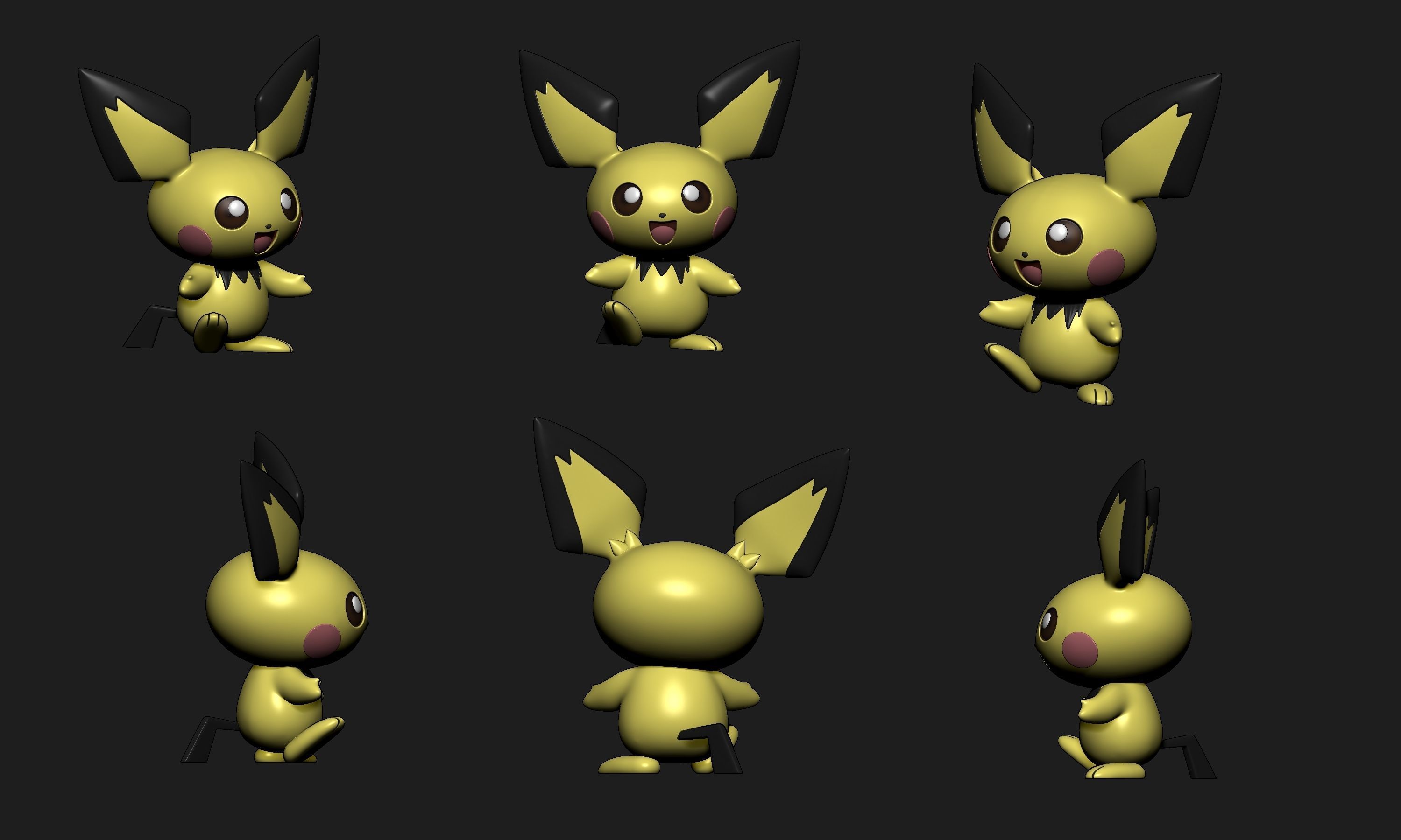 Pokemon - Pichu with 2 poses 3D print model_6