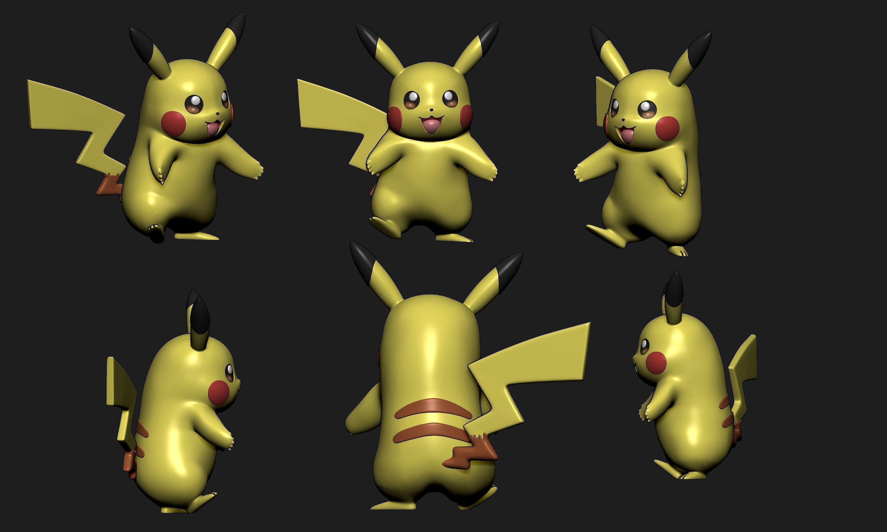 Pokemon - Pikachu with 2 cults 3D print model_6