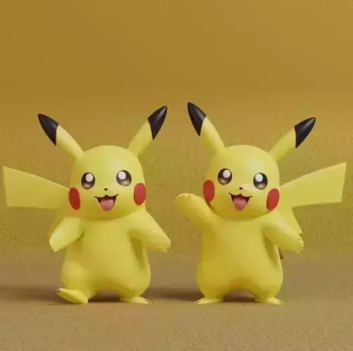 Pokemon - Pikachu with 2 cults 3D print model