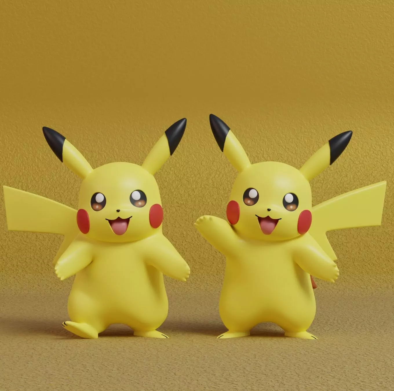 Pokemon - Pikachu with 2 cults 3D print model_0