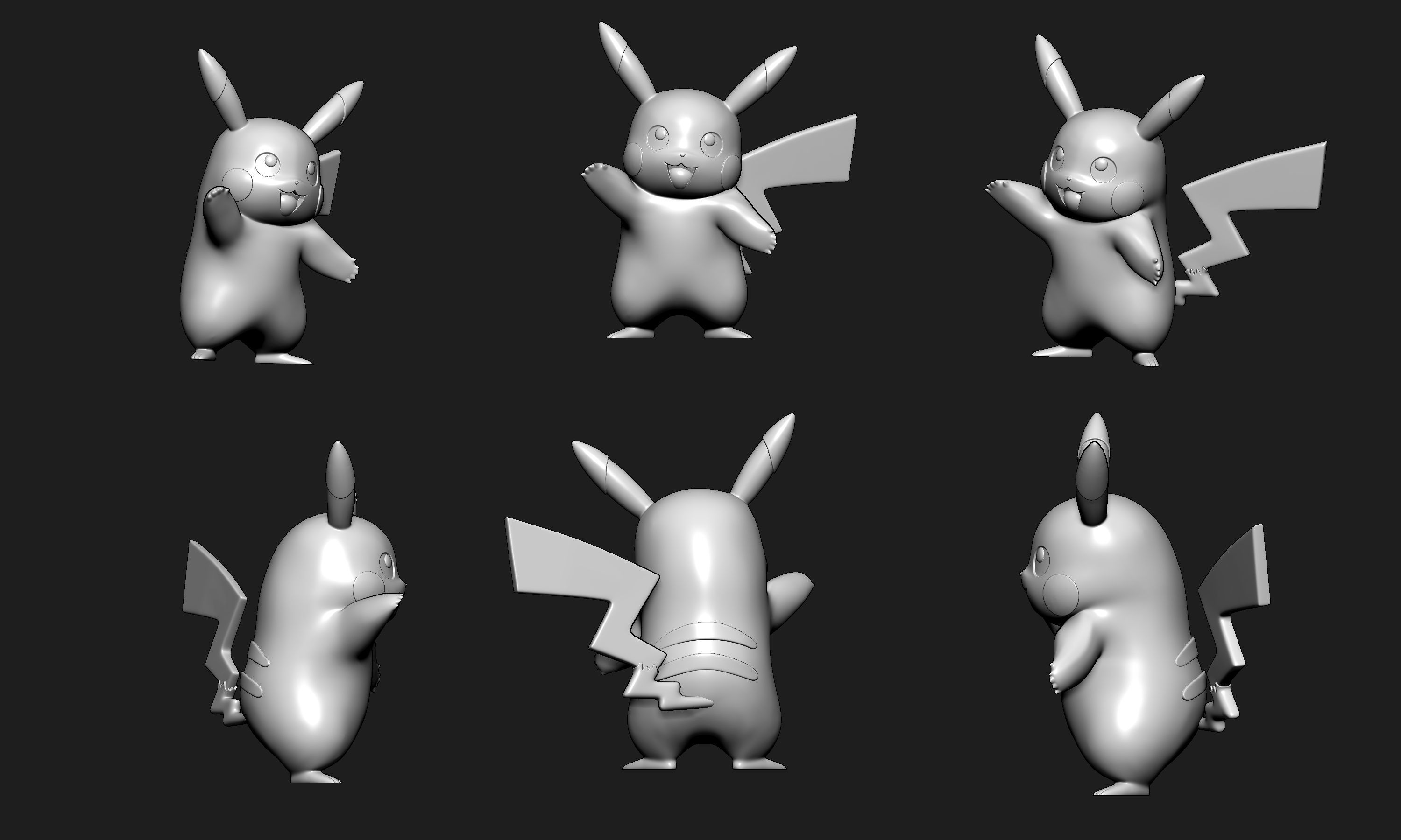 Pokemon - Pikachu with 2 cults 3D print model_4