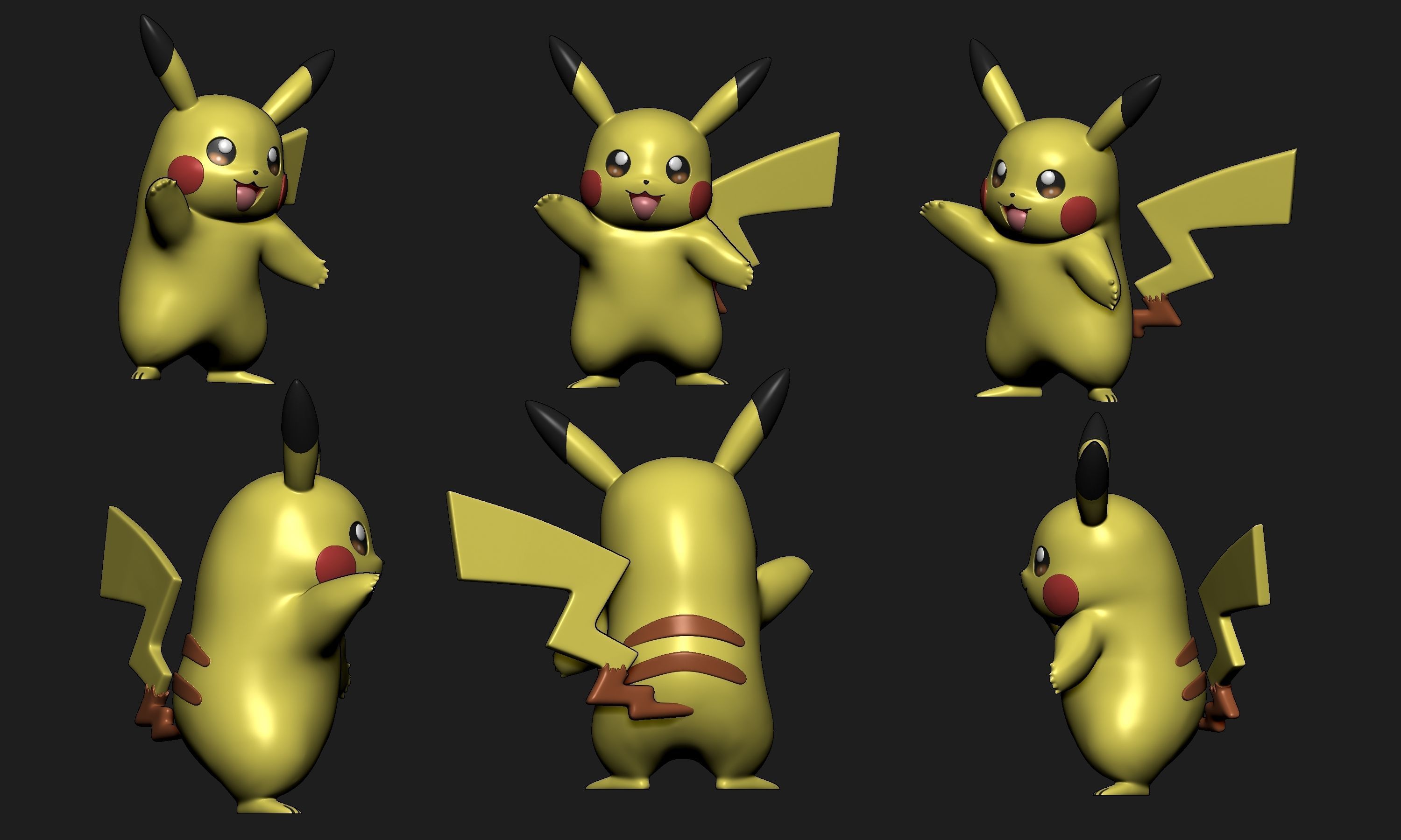 Pokemon - Pichu Pikachu and Raichu with 2 poses 3D print model_11