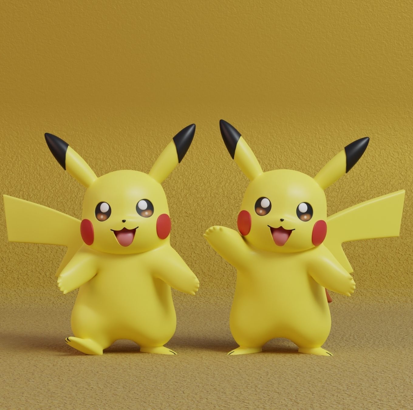 Pokemon - Pichu Pikachu and Raichu with 2 poses 3D print model_7