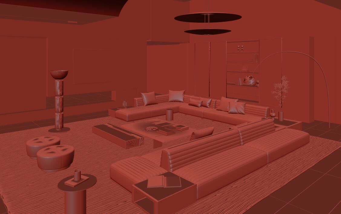 living room 3D model_8