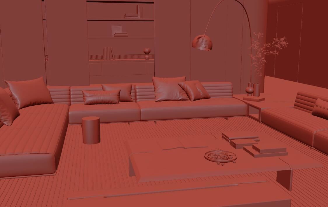 living room 3D model_10