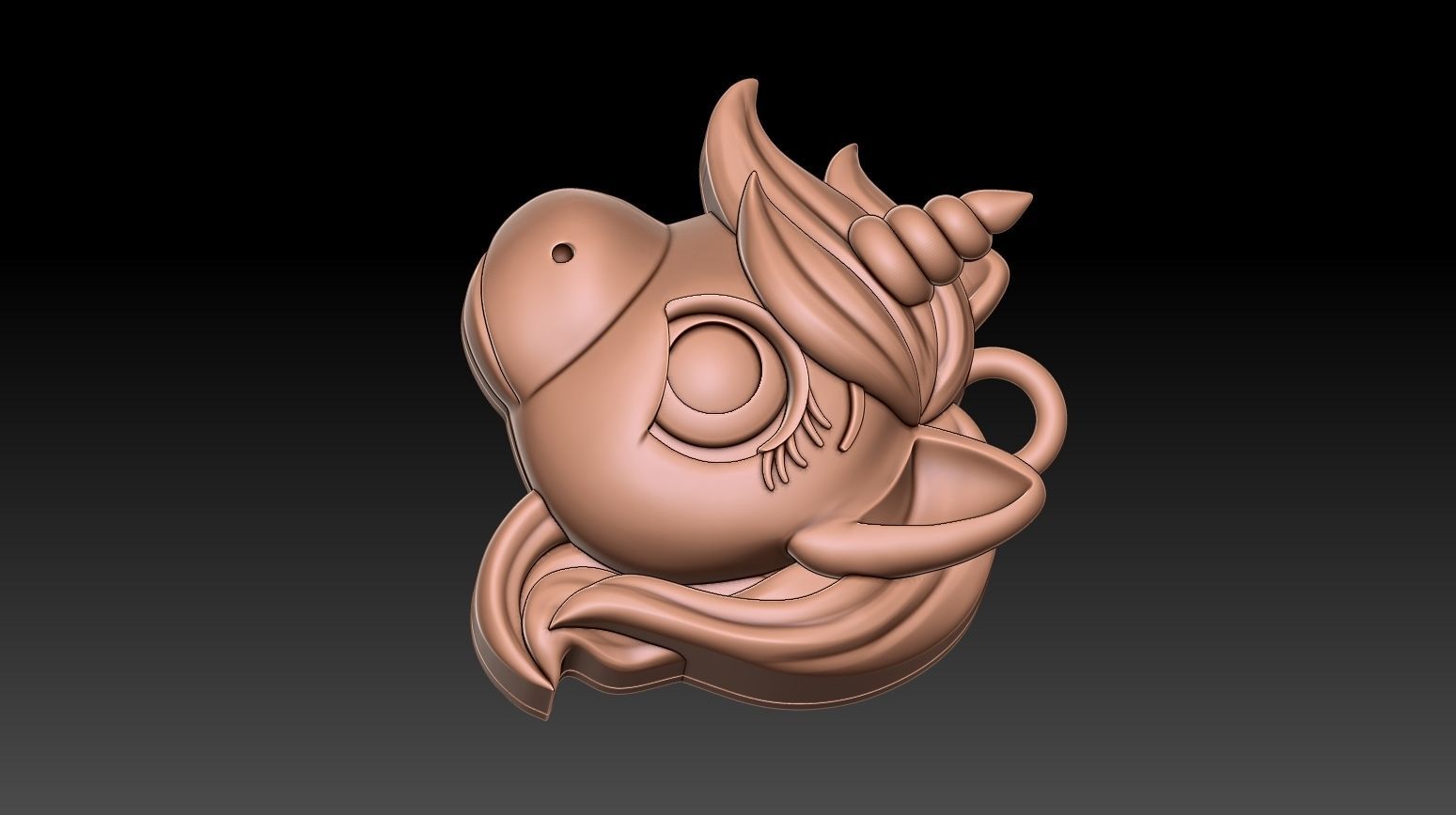 Cute Unicorn pendant 3D print model_11