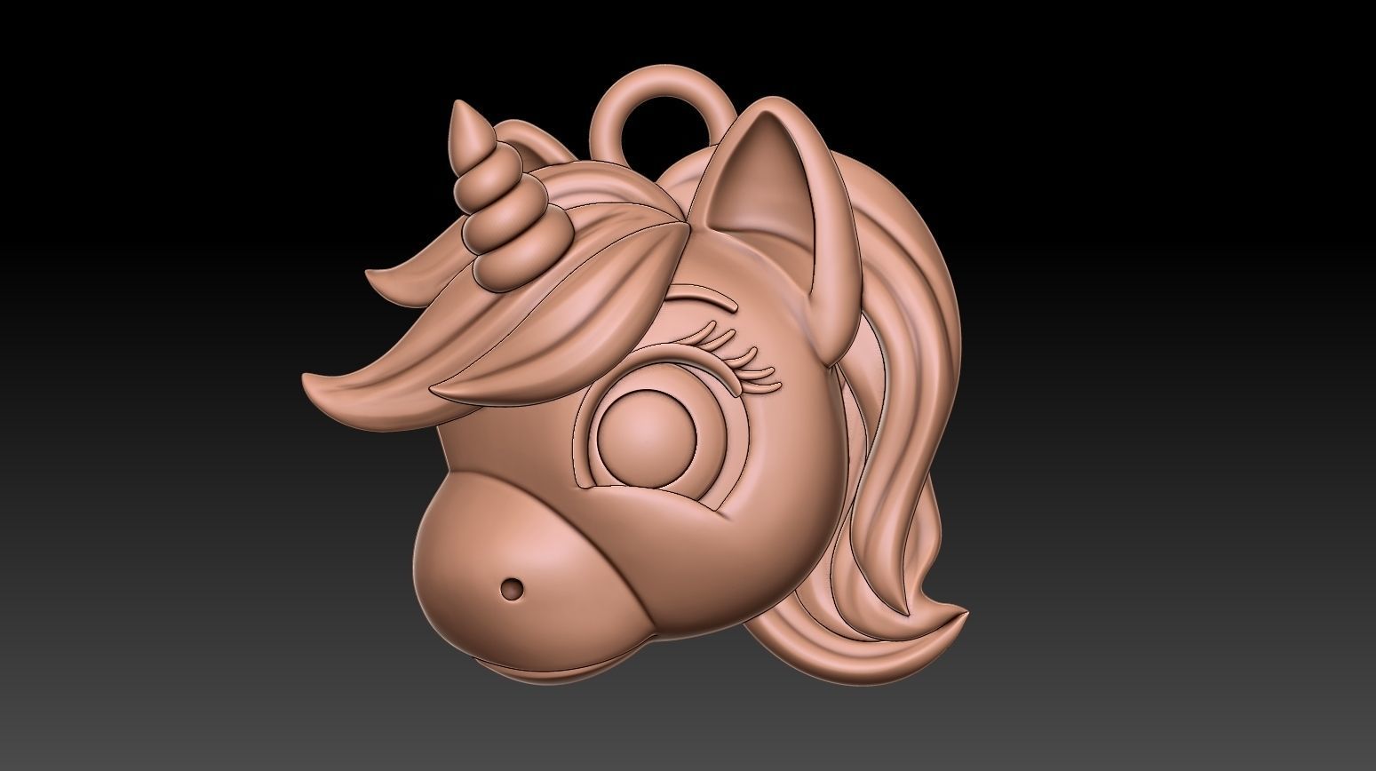 Cute Unicorn pendant 3D print model_1