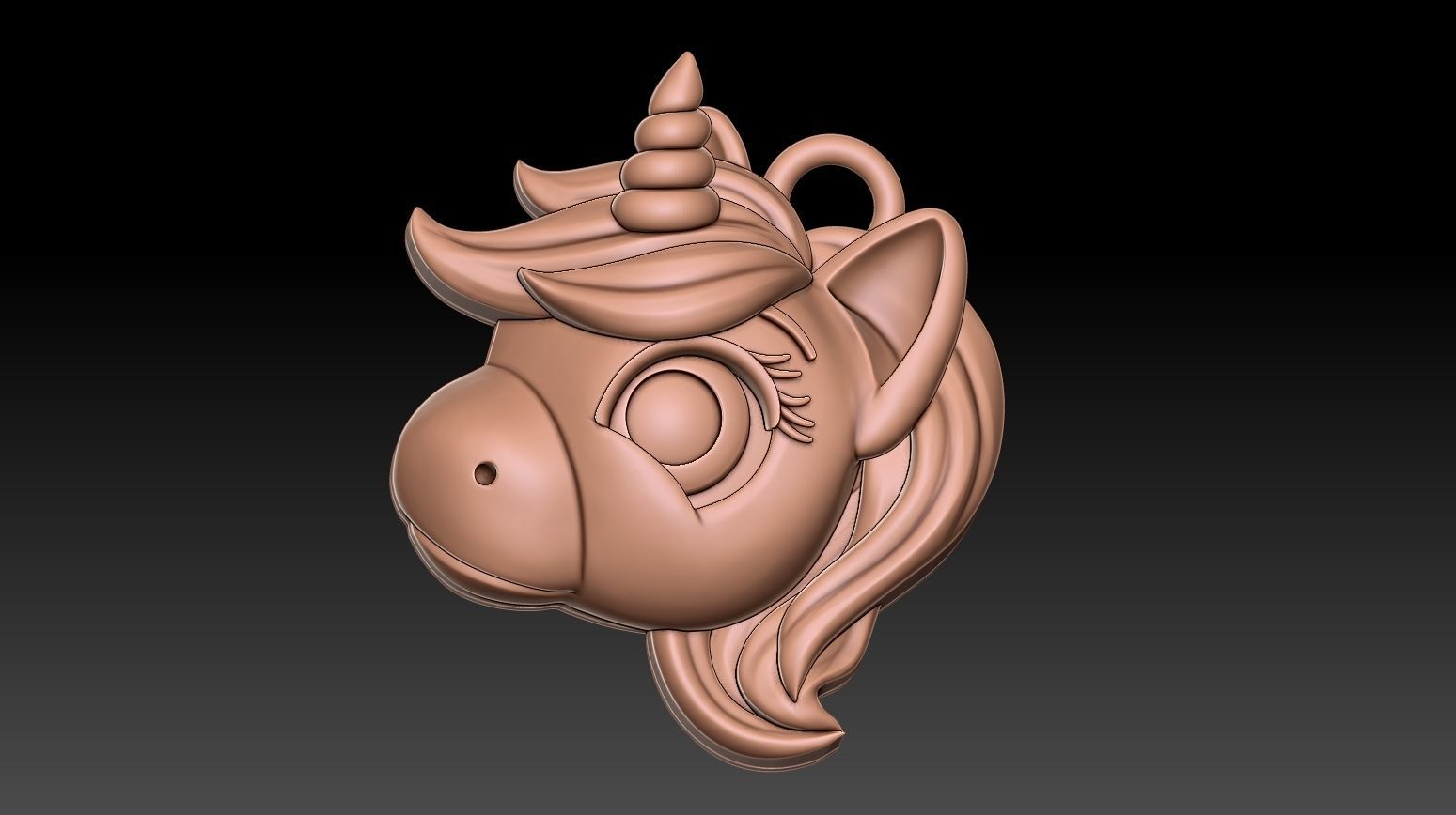 Cute Unicorn pendant 3D print model_7