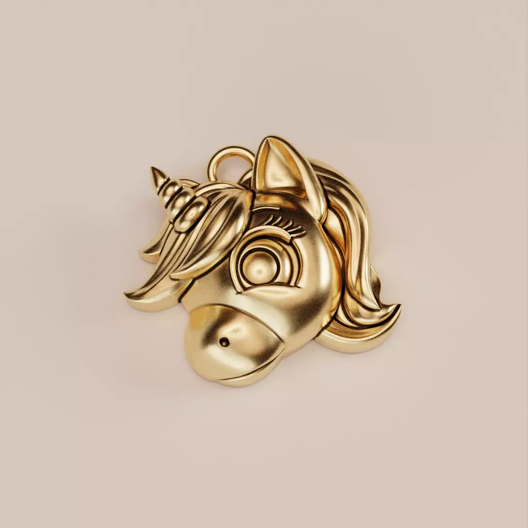 Cute Unicorn pendant 3D print model_0