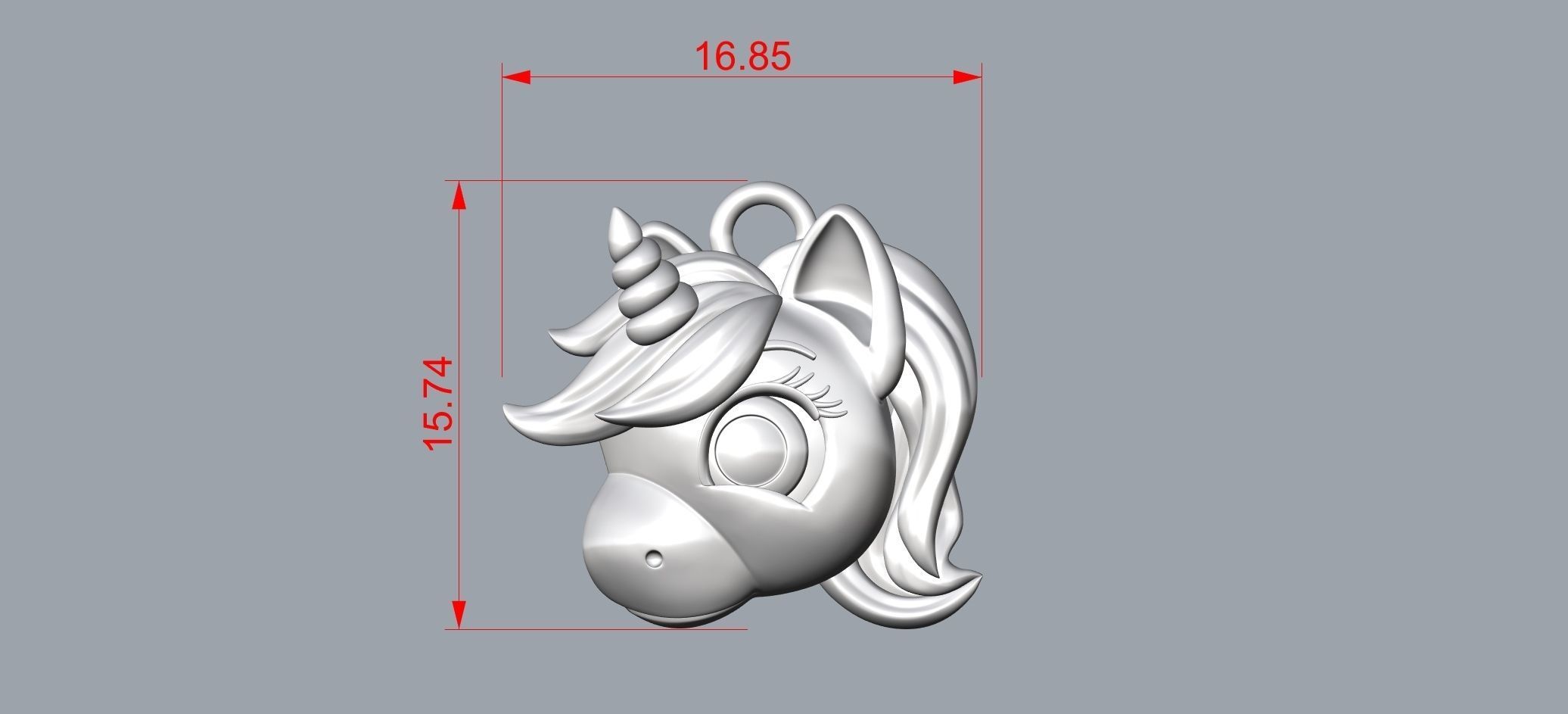 Cute Unicorn pendant 3D print model_4