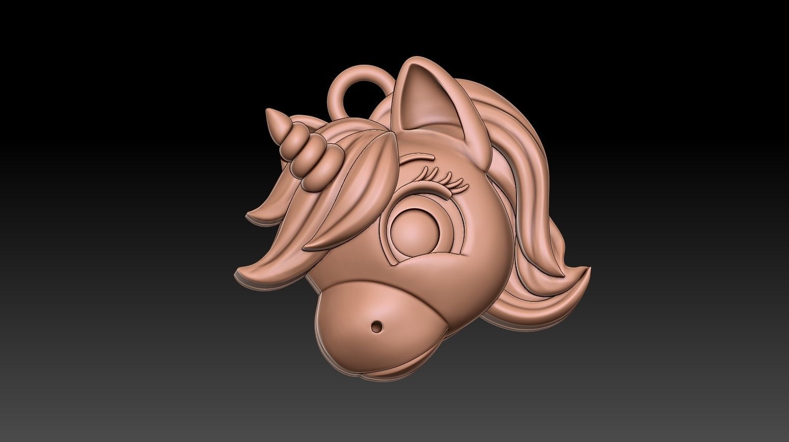 Cute Unicorn pendant 3D print model_12