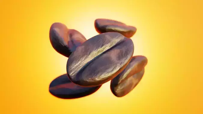 Realistic Coffee Bean - Procedural Low-Poly 3D Model