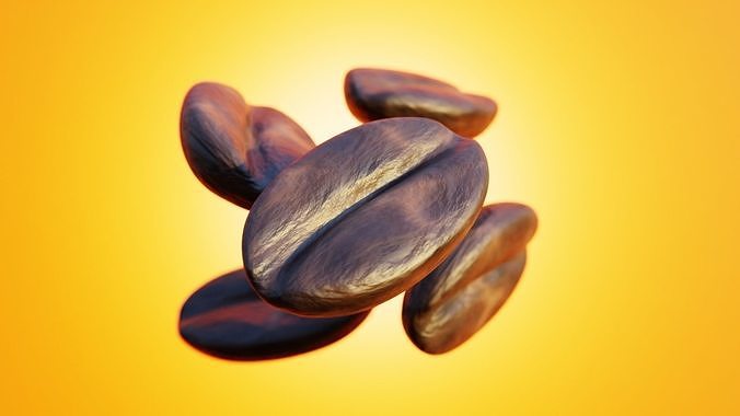Realistic Coffee Bean - Procedural Material Low-poly 3D model