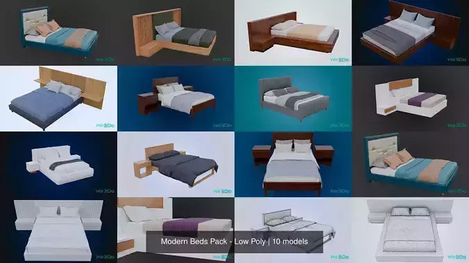 Modern Beds Pack - Low Poly 3D Model Collection