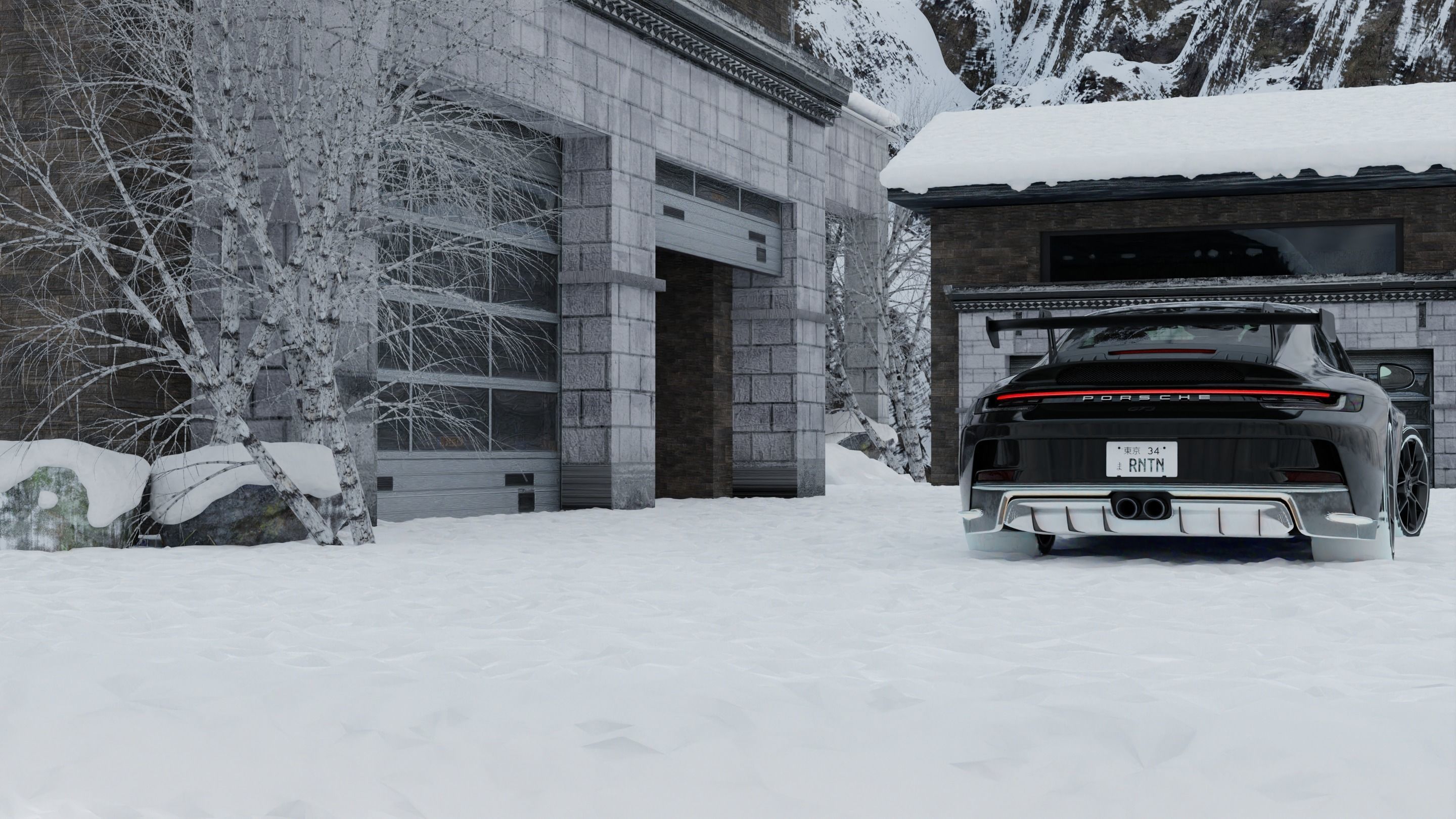 Automotive Snow Render Scene 3D Blender File Textured 3D model_7