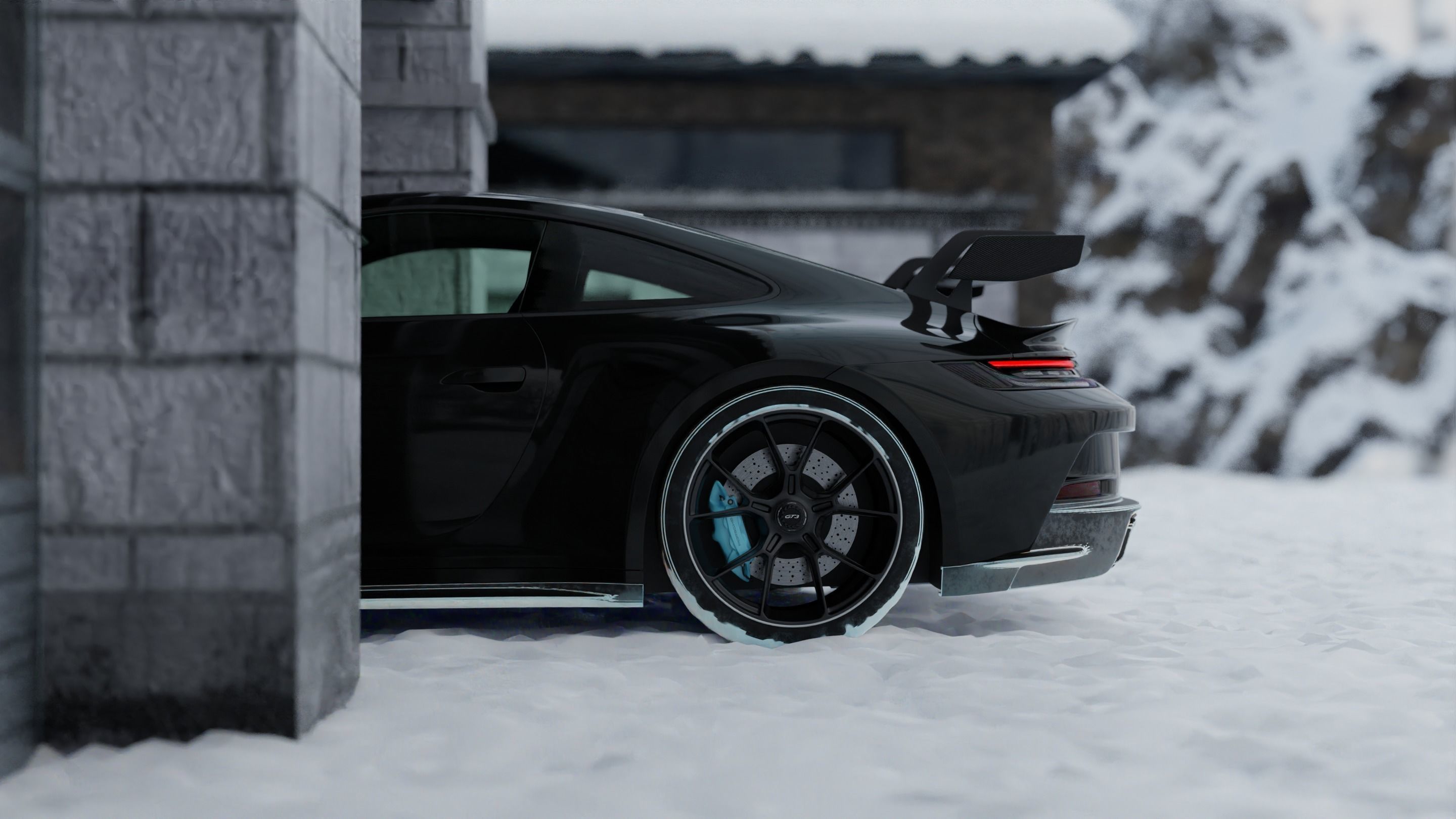 Automotive Snow Render Scene 3D Blender File Textured 3D model_5