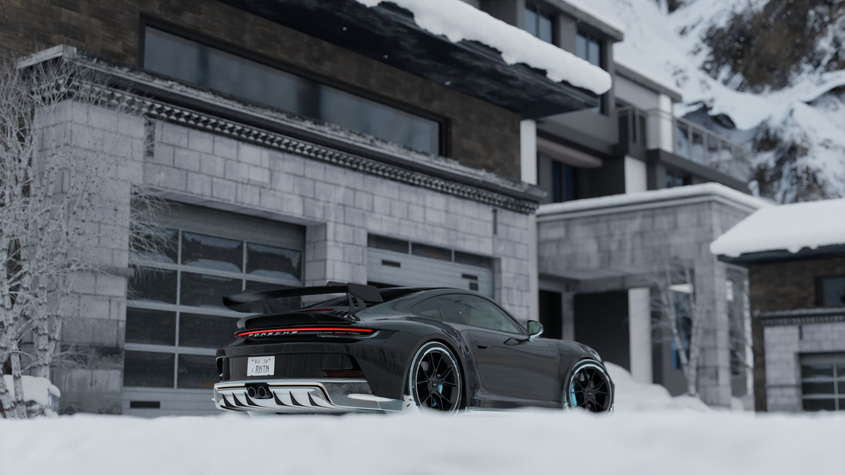 Automotive Snow Render Scene 3D Blender File Textured 3D model_1